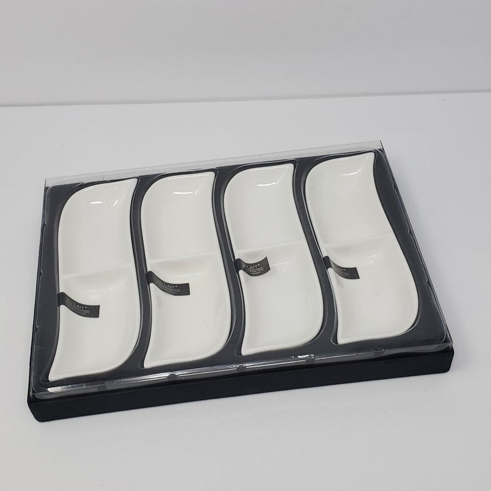 Dulait strengthened Bone china set of 4 -2 sided sauce dishes New in Box